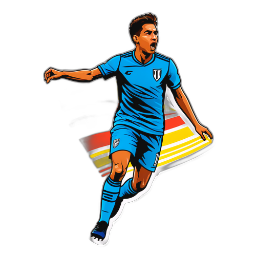 Dynamiczna ilustracja Isi Palazona strzelającego gola