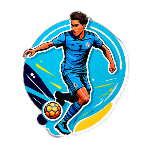Adesivo estilizado do jogador Gabriel Rojas driblando um adversário