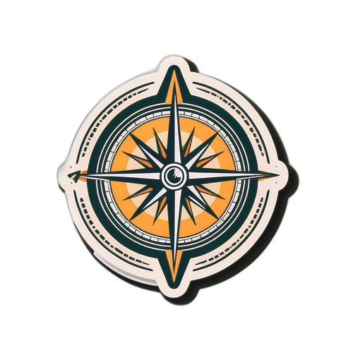 Sticker Kompas Vintage dengan Elemen Alam