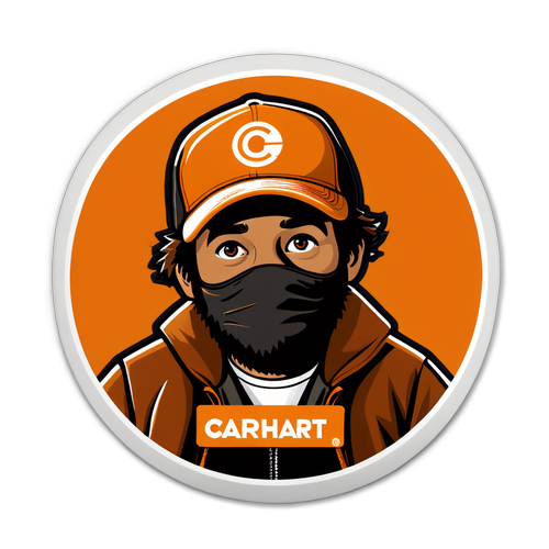 Karakter med Carhartt-logo og urban baggrund