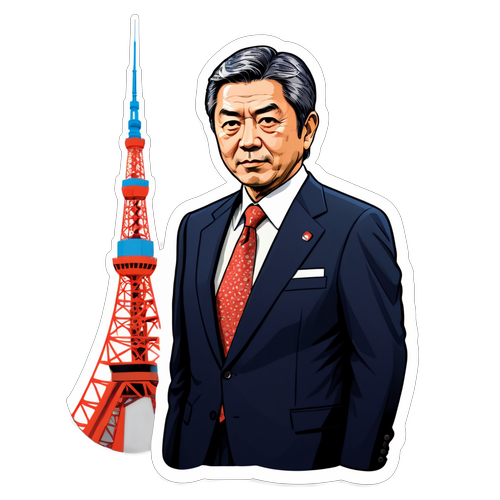 驚人畫作：日本首相的時尚與東京塔的完美結合！