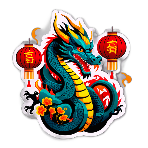 Кумедна наліпка з драконом