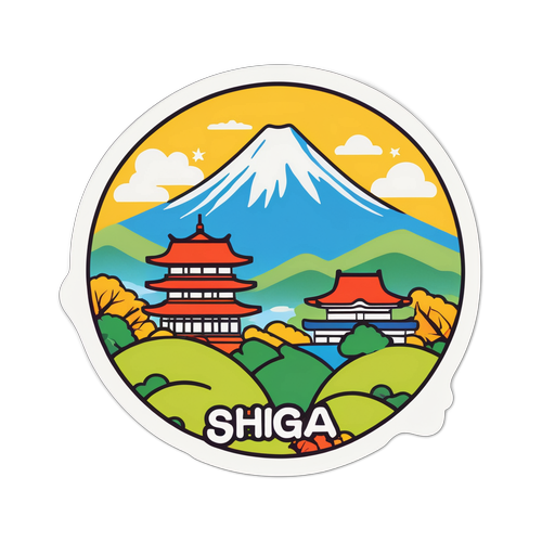 滋賀県の観光名所と特産品を表現した可愛いイラストステッカー
