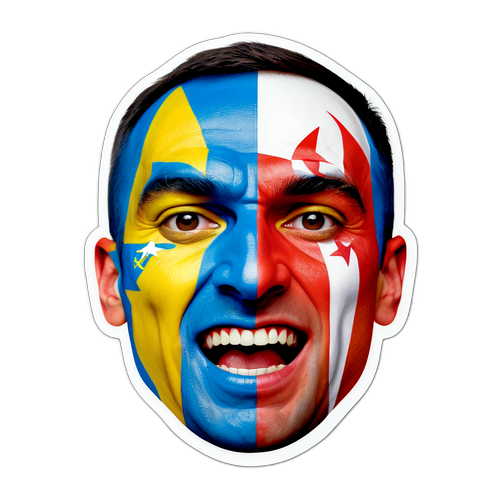 Suporter din Cipru cu fața părăsite în culorile naționale