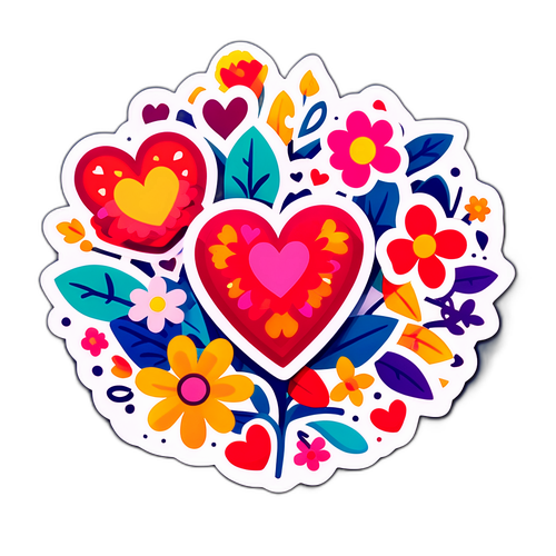 Autocollant de fleurs et de cœurs pour célébrer l'amour à travers les âges