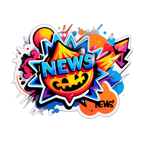 Stiker Berita Kolase Gaya Grafiti