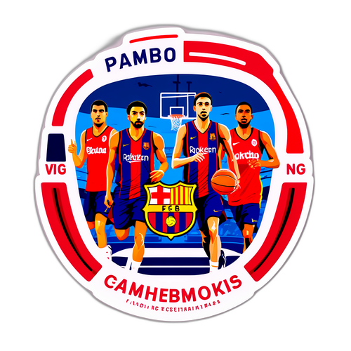 Συλλεκτικό αυτοκόλλητο μπάσκετ Βαρκελώνης - Ολυμπιακού