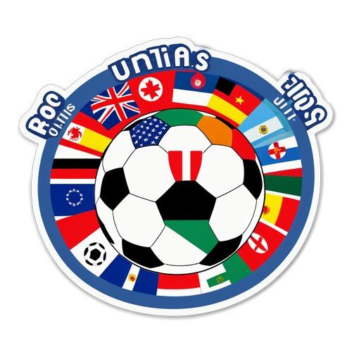 Sticker de una pelota de fútbol con banderas de diferentes países