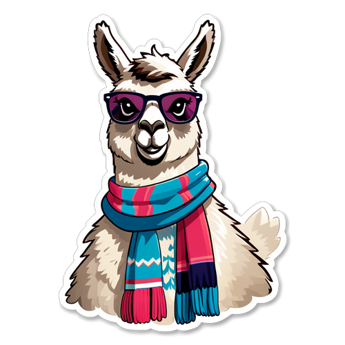 Cool Llama Illustration with Sunglasses and Scarf