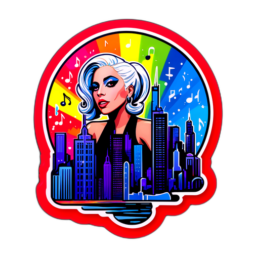 Chicago Cityscape Sticker with Lady Gaga Influence