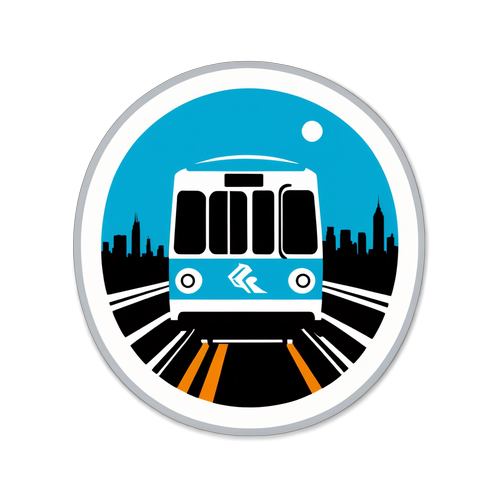 Stiker Gaya Logo KRL dengan Grafik Kereta dan Garis Kota
