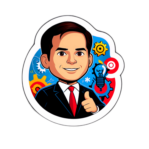 Stilizált matrica Marco Rubionak a beszéd közben