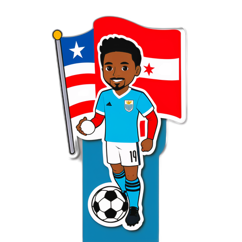 サッカー選手とプエルトリコとアルゼンチンの旗のステッカー