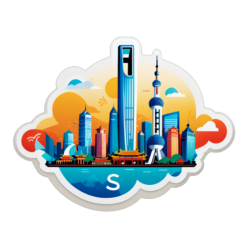 展示上海新经济动能的贴纸