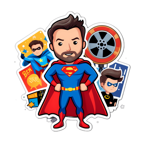 Whimsical Cartoon Superhero Ben Affleck