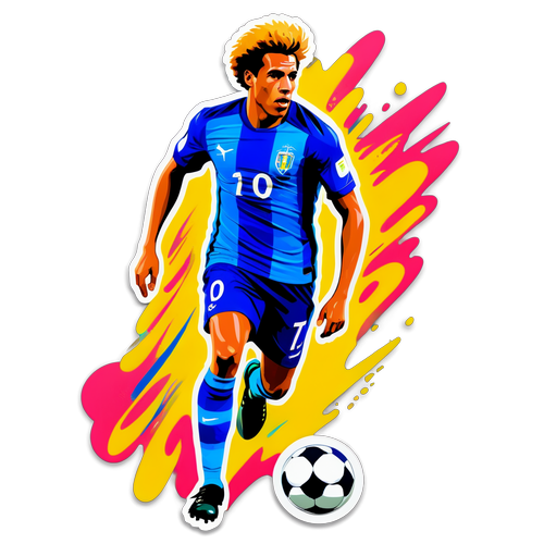 Adesivo Colorido de Joao Vicente em Ação no Futebol