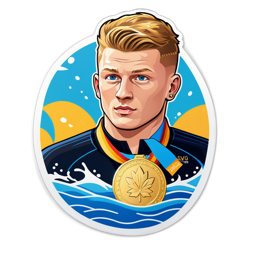 Aufkleber von Adam Peaty mit Goldmedaille