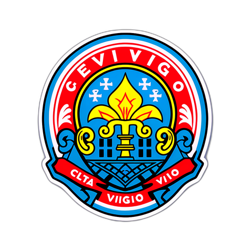 Ručně kreslený motiv s ikonickým stadionem Celta Vigo