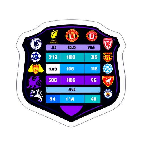 Nhãn dán minh họa kết quả Premier League với các cột dữ liệu hấp dẫn