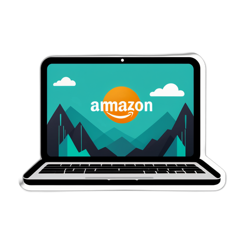 Stylisierter Laptop-Bildschirm mit Amazon-Logo