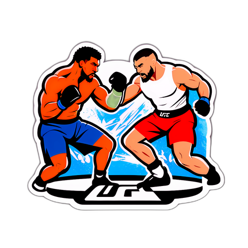 ออกแบบสติ๊กเกอร์ UFC ที่มีนักสู้ในท่าต่อสู้ที่น่าตื่นเต้น