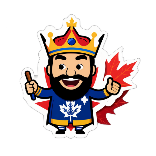Cheering King and Maple Leaf Sticker