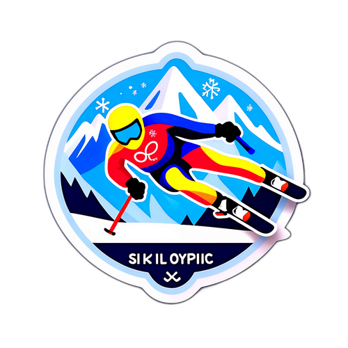 Мотиваційний стикер із лижною тематикою для Зимових Олімпійських ігор