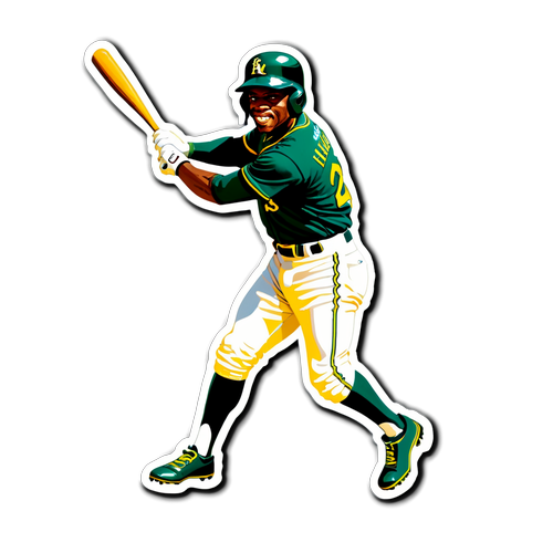 Autocollant avec figurine de joueur de baseball "Rickey Henderson"