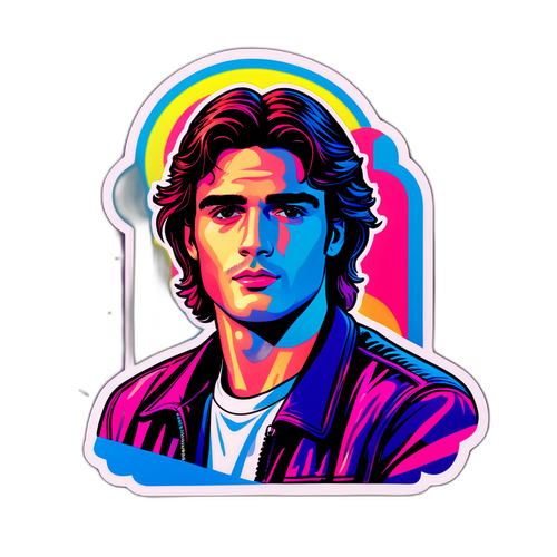 Retro stylizowany naklejka z Jacobem Elordi