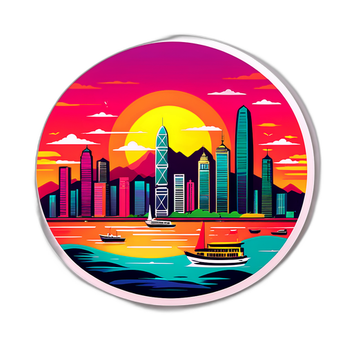 Hong Kongs Skyline ved solnedgang