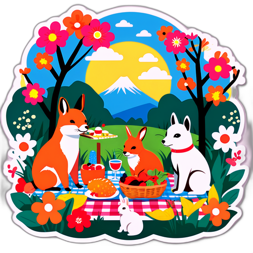 上野公園でピクニックを楽しむ動物たち