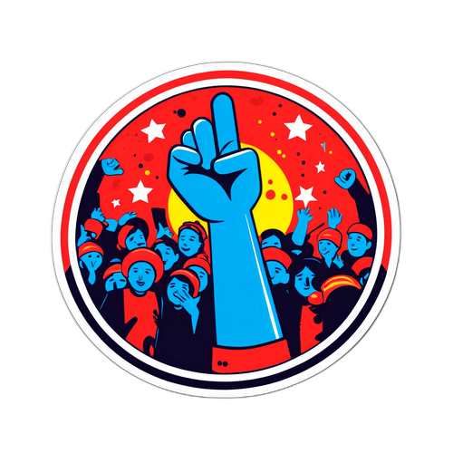 Sticker cu un ilustrație de la concertul din Piața Constituției