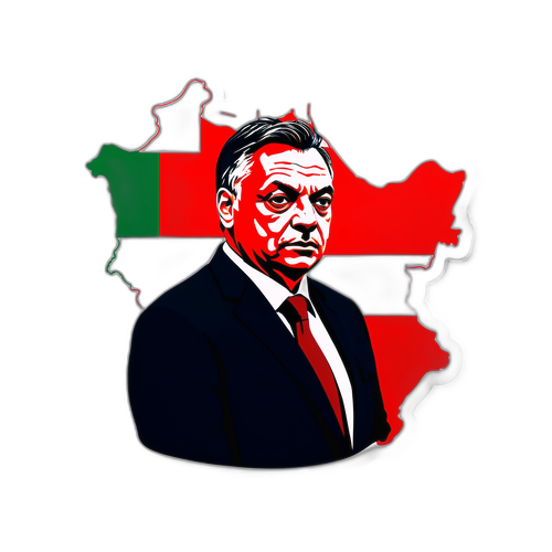 A nemzeti szimbólumokkal és Magyarország térképével díszített Viktor Orbán sziluettje