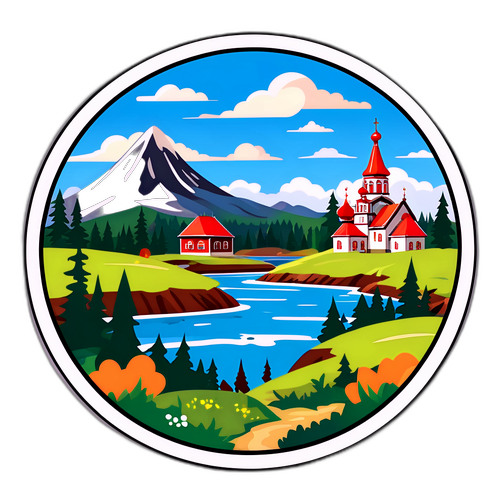 Ілюстрація пейзажу Зеленодольська з елементами місцевих традицій