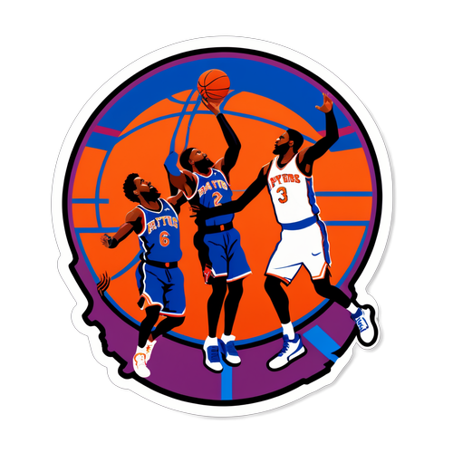 Masaya at Dinamikong Sticker ng Dramatic Moment sa Pagitan ng Raptors at Knicks