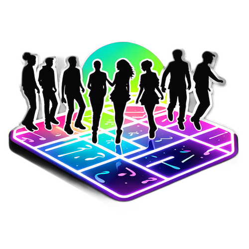 Podea de dans neon cu siluete dansând