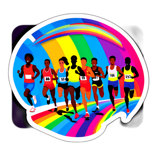 Energisk sportsklistermærke med atletiske løbere