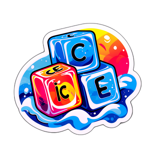 Μια παιχνιδιάρικη αυτοκόλλητη ετικέτα με τη λέξη 'πάγος'