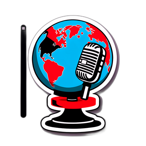 Cartoonische wereldbol met microfoon