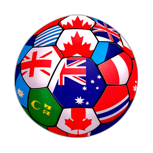 Thiết kế khái niệm về bóng đá kết hợp cờ của Canada và Australia