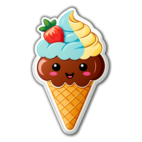 夏天冰淇淋和水果贴纸