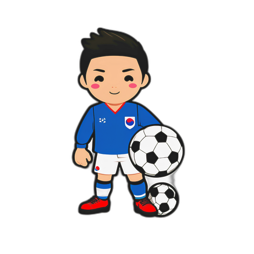 한국과 일본 축구를 상징하는 유니폼 캐릭터 스티커