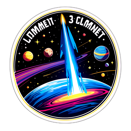 कॉस्मिक थीम वाला स्टिकर: अंतरिक्षीय धूमकेतु 3I ATLAS