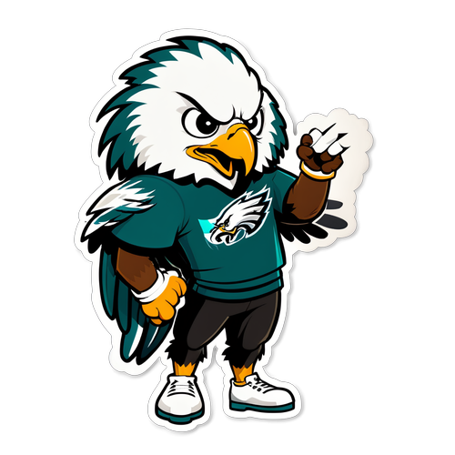 Sticker ya Samahani wa Tai wa Katuni Wenye Jersey ya Philadelphia Eagles