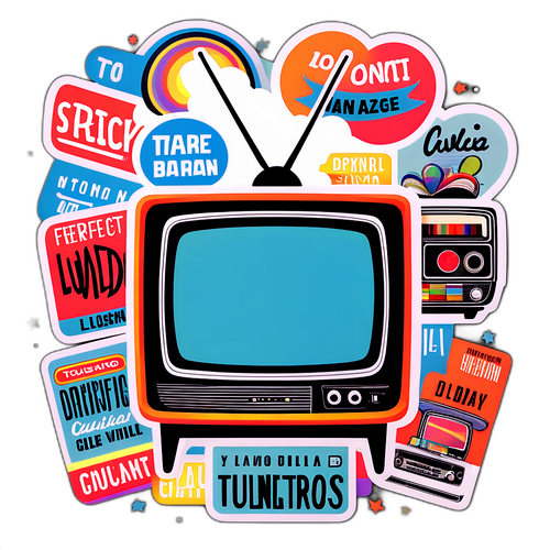 Retro TV-klistremerke med populære showtitler