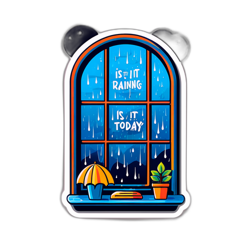 Hình dán cảnh mưa trên cửa sổ