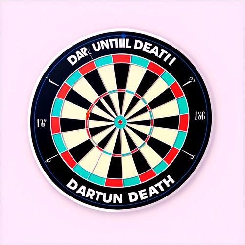 Sticker van een dartbord met de tekst 'Dart until death'