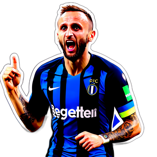 Un adesivo coinvolgente di Brozovic in posa drammatica