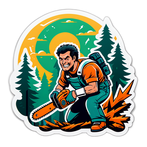 Чоловік, що перетворюється на бензопилу