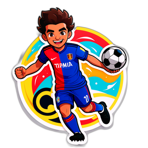 Αυτοκόλλητο με τον Τσιμίκα σε ποδοσφαιρική πόζα